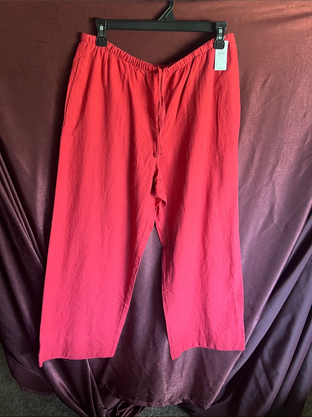 Men's Red Elastic-Waist Casual Pants